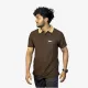 Men's Brown Cotton Polo T-Shirt with Beige Collar | Classic Casual Half Sleeve Tee